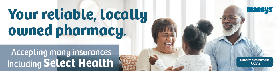 Image of family sitting on couch, Maceys pharmacies accept many insurances including Select Health